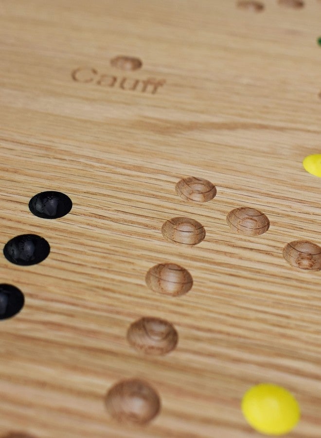 Cauff 20 Inch Solid Oak Double-Sided Marble/Wahoo Board Game with Hand-Finished and Hand-Painted Oak, Glass Marbles, Velvet Bag, 4 and 6 Player Sides - Premium Family Game - Image 5